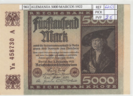 BILLETE ALEMANIA 5.000 MARCOS 1922 - Andere - Europa