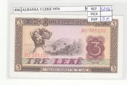 BILLETE ALBANIA 3 LEKE 1976 P-41a - Sonstige – Europa