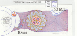 BILLETE ESPAÑA EXPO 92 10 ECUS 1992 E-1 - Autres - Europe