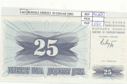 BILLETE BOSNIA HERZOGOVINA 25 DINARA 1992 P-11a - Otros – Europa