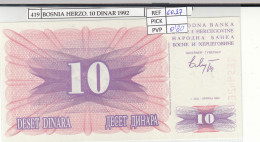 BILLETE BOSNIA HERZOGOVINA 10 DINARA 1992 P-41a - Autres - Europe