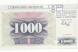 BILLETE BOSNIA HERZOGOVINA 1.000 DINAR 1992 P-15a - Autres - Europe