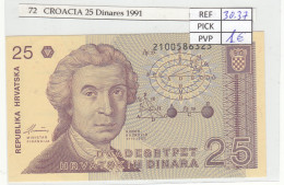 BILLETE CROACIA 25 DINARA 1991 P-19b - Sonstige – Europa