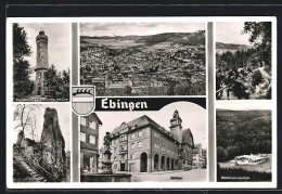 AK Ebingen, Ortsansicht, Rathaus, Walderholungsheim  - Autres & Non Classés