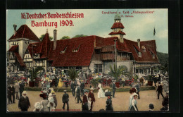AK Hamburg, 16. Deutsches Bundesschiessen 1909, Conditorei-Café Alsterpavillon Von H. Heinze  - Jagd