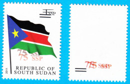 SOUTH SUDAN Surcharged Overprints Printing Trial 75 SSP On 1 SSP National Flag Stamp SOUDAN Du Sud Südsudan - Briefmarken