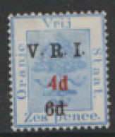 Orange Free State  1902 SG 136  Surcharged  V.R.I. 4d On 6d Mounted Mint - Estado Libre De Orange (1868-1909)
