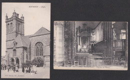 ROSTRENEN 22  (  L'EGLISE - INTERIEUR ET EXTERIEUR ) LOT DE 2 CARTES - Otros & Sin Clasificación