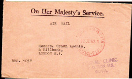 DENTISTRY -GB -1962 - OHMS COVER TO SUVA FIJI  SPECIAL CACHET IN RED - Sonstige & Ohne Zuordnung