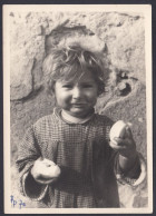 Grazioso Bambino Pasticcione Con La Mela, 1950 Fotografia Vintage, Photo - Lugares