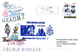 ENVELOPPE AVEC CACHET FREGATE GEORGES LEYGUES - MISSION JEANNE D' ARC GEAOM 2010 - COCHIN - ESCALE ANNULEE - Scheepspost