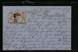 Präge-AK Bayrisches Wappen Mit Heraldischen Löwen  - Familles Royales