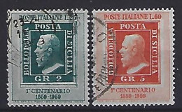 Italy 1959  100 Jahre Briefmarken Von Sizilien  (o) Mi.1029-1030 - 1946-60: Gebraucht