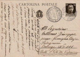 CARTOLINA POSTALE 30 CENT. ANNULLO EX ITALIA 1937 S. VITO DI VIPACCO GORIZIA + AURISINA TRIESTE (PIEGHE) - Gorizia
