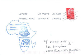 ENVELOPPE AVEC CACHET B.P.C. TONNERRE - MISSION CORYMBE 106 - DECEMBRE 2010 / FEVRIER 2011 - LE 06/04/2011 - Seepost