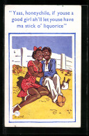 AK Afrikanisches Pärchen Umarmt Sich, Kolonialhumor  - Humor