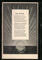 AK Die Aufgehende Sonne übem Meer, Gedicht Die Sonne  - Astronomy