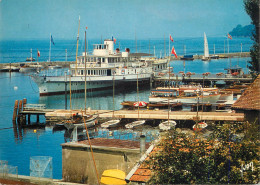 Navigation Sailing Vessels & Boats Themed Postcard Thonon Les Bains Harbour Paddle Steamer Vevey - Velieri