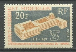 SPM MIQUELON 1969  N° 398 ** Neuf MNH Superbe  C 13 €  OIT Organisation Internationale Du Travail - Ungebraucht