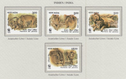 INDIA 1999 WWF Animals Lions Mi 1704-1707 MNH(**) Fauna 610 - Félins