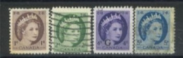 CANADA - 1954, QUEEN ELIZABETH II STAMPS SET OF 4, USED. - Used Stamps