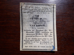 Eerwaarde Heer Priester - Ignatius Van Lissum ° Turnhout 1756 + Antwerpen 1830 - Begraven Deurne - Todesanzeige