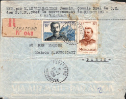 MADAGASCAR AFFRANCHISSEMENT COMPOSE SUR LETTRE RECOMMANDEE DE FAPATSIHO  POUR LA FRANCE 1956 1962 - Covers & Documents