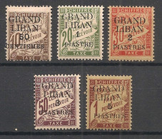 GRAND LIBAN - 1924 - Taxe TT N°YT. 1 à 5 - Série Complète - Neuf * / MH VF - Timbres-taxe