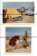 2 PHOTOGRAPHIES COULEURS . Men. Boy . Homme Torse Nu En Slip De Bain , Athlète , Vacance, Tente, Camping , Plage - Anonymous Persons