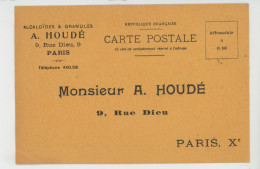 PARIS -IXème Arr. - Carte De Correspondance Des ALCALOÏDES & GRANULÉS A. HOUDÉ , 9 Rue Dieu - Demande échantillon Flacon - Paris (10)