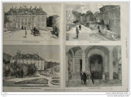 Frohsdorff - Facade Principale Du Château -  Page Original 1882 - Historical Documents