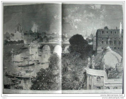 La Fête Du 14 Juillet - Illumination De La Seine Entre Le Pont Solferino Et Le Pont De Change - Page Original 1882 - Historical Documents