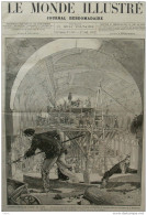L'Hôtel-de-Ville Avant La Fête - Les Décorateurs Dans La Grande Salle Des Fêtes -  Page Original 1882 - Documents Historiques