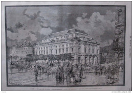 Rouen - Inauguration De Théâtre - La Vue Extérieure - Page Original 1882 - Historical Documents