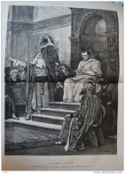 Le Christ Au Prétoire, Fragment Du Tableau De M. Munkacsy - Page Double Original 1882 - Historical Documents