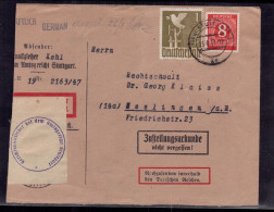 All.Bes. Gemeinschaftsausgaben Mischfrankatur ,Zustellungsurkunde Stuttgart 1947 - Autres & Non Classés