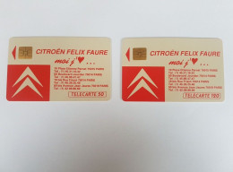 2 Très Rare Telecartes Citroën 50 Paris Dos 50 Rouen Et 120 Paris Dos 50 Rouen - 1991