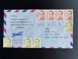 VENEZUELA 1989 AIR MAIL LETTER TRUJILLO TO MIAMI USA - Venezuela