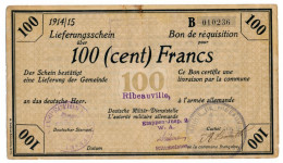 1914-1915 // BON DEICHMANN // Commune De RIBEAUVILLE (Aisne) // Bon De 100 Francs - Bonds & Basic Needs
