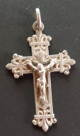 Pendentif Médaille Croix Religieuse Fin XIXe Argent 800 "Crucifix" Religious Medal - Religión & Esoterismo