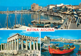 Navigation Sailing Vessels & Boats Themed Postcard Aegina Ruins Harbour - Segelboote