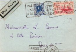 ALGERIE AFFRANCHISSEMENT COMPOSE SUR DEVANT DE LETTRE POUR LA FRANCE 1939 - Covers & Documents