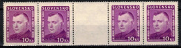 Slovaquie 1945 Mi 161 (Yv 127), (MNH)** Bande De 4 Avec Interpaneau - Nuovi