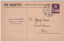 Zumst. 184 / Mi. 204 Auf Pro Juventute Abteilung Schulkind Karte Gelaufen Ab AESCHI Bei SPIEZ - Storia Postale