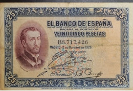 SPAIN BANKNOTE 25 PESETAS 1926 F/VF / BILLETE ESPAÑA *COMPRAS MULTIPLES CONSULTAR* - 1-2-5-25 Pesetas