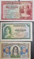 SPAIN BANKNOTE LOT 2,5,10 PESETAS 1935 1938 AUNC+ / BILLETE ESPAÑA LOTE 3 BILLETES *COMPRAS MULTIPLES CONSULTAR* - 1-2-5-25 Pesetas