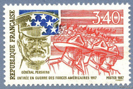 Timbre De 1987 Général Pershing Entrée En Guerre Des Forces Américaines N° 2477 - Ungebraucht