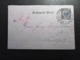 Deutsches Reich Mi. Rohrpost GA U RU 2 Ortspost Berlin 26.6.1892-Bedarfsspuren - Enveloppes