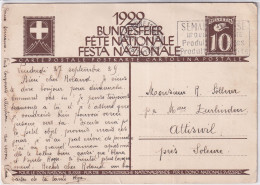 1929 Bundesfeierkarte - Gelaufen Ab Lausanne Nach Attiswil - Wehrmann Mit Familie - Postwaardestukken