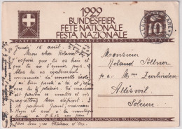 1929 Bundesfeierkarte - Gelaufen Ab Lausanne Gare Nach Attiswil - Fahnenaufzug - Ganzsachen